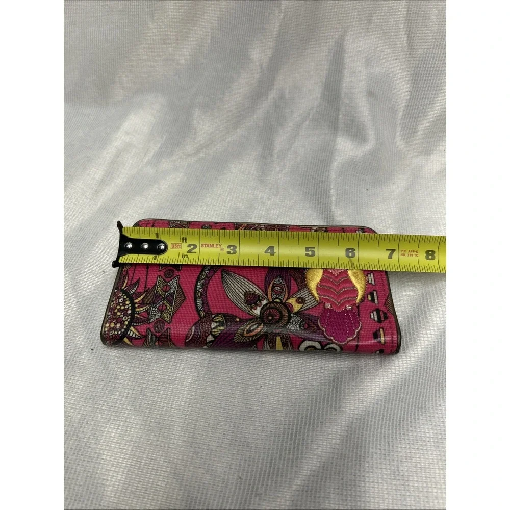 Sakroots Pink Embroidered Owl Boho Style Card Holder Clutch Wallet 12 Card Slots